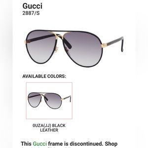 Gucci Unisex Aviator Sunglasses (Black Leather and Gold) - DISCONTINUED